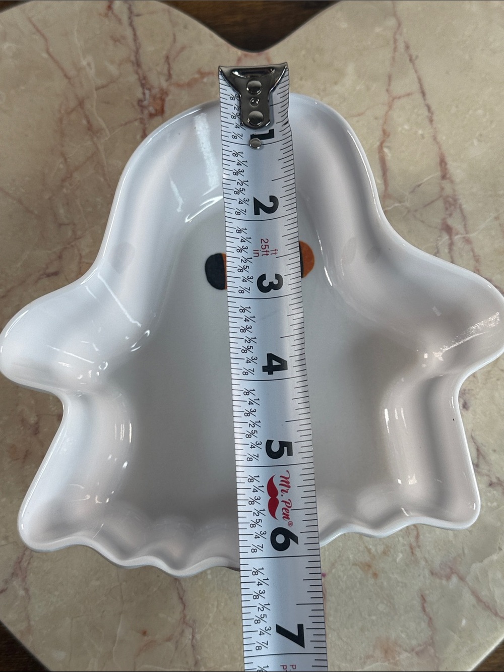 White Ghost Candy Dish with Orange Eyes - Picture 4 of 6